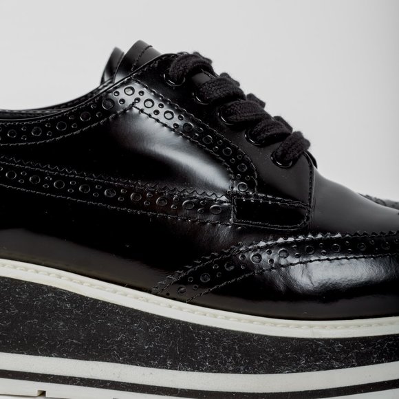*SOLD* Prada Black Leather Platform Brogues - Picture 7 of 9